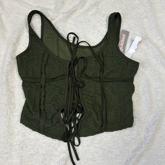 Missguided Green Fitted Smocked Tank summer top - Picture 2 of 5